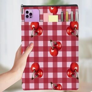 NIP Red and White Checkered Cherry Book Sleeve